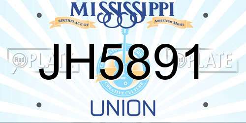 JH5891 Mississippi License Plate