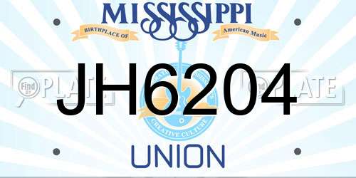 JH6204 Mississippi License Plate
