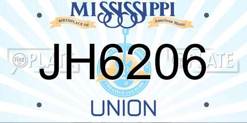 JH6206 Mississippi License Plate