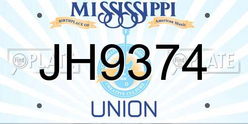 JH9374 Mississippi License Plate
