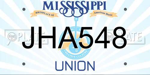 JHA548 Mississippi License Plate