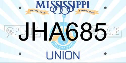 JHA685 Mississippi License Plate