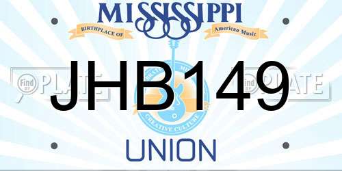 JHB149 Mississippi License Plate