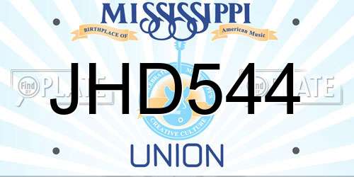 JHD544 Mississippi License Plate