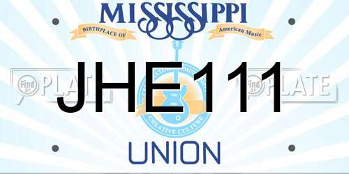 JHE111 Mississippi License Plate