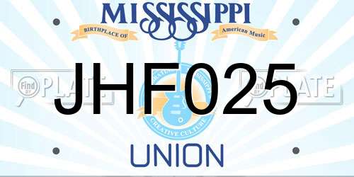 JHF025 Mississippi License Plate