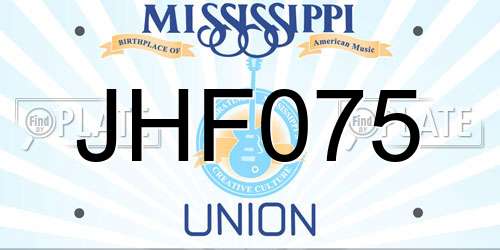 JHF075 Mississippi License Plate