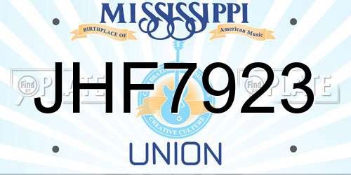 JHF7923 Mississippi License Plate