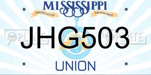 JHG503 Mississippi License Plate