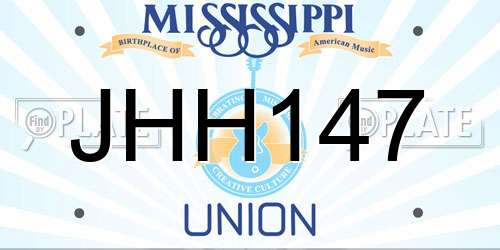 JHH147 Mississippi License Plate