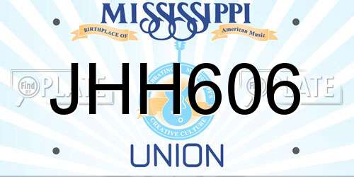 JHH606 Mississippi License Plate