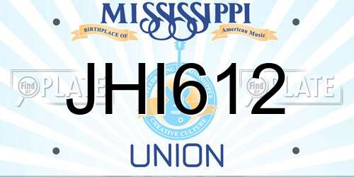 JHI612 Mississippi License Plate