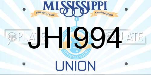 JHI994 Mississippi License Plate