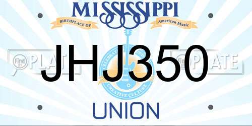 JHJ350 Mississippi License Plate