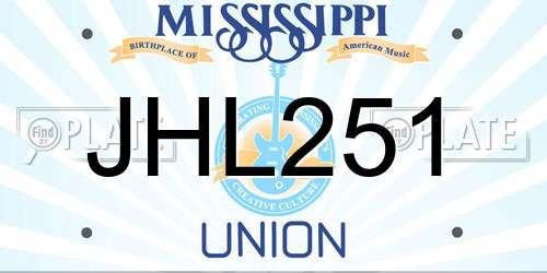JHL251 Mississippi License Plate