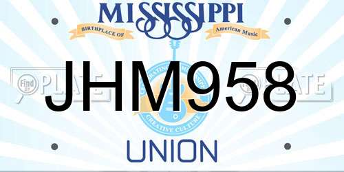 JHM958 Mississippi License Plate