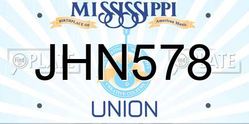 JHN578 Mississippi License Plate