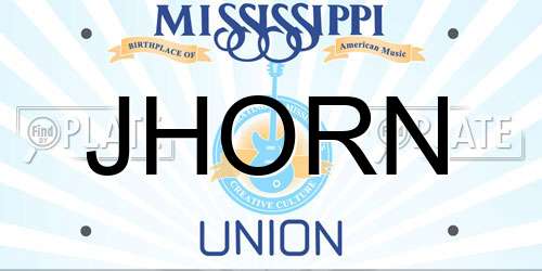 JHORN Mississippi License Plate