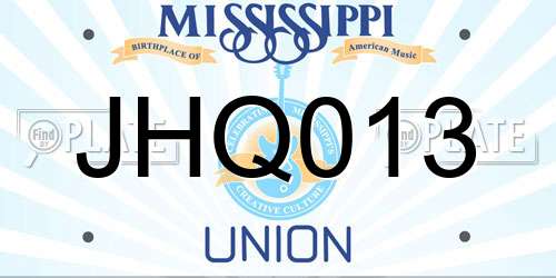 JHQ013 Mississippi License Plate