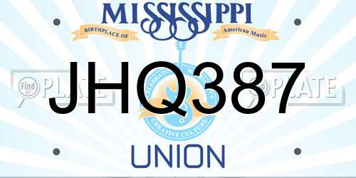 JHQ387 Mississippi License Plate