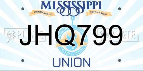 JHQ799 Mississippi License Plate