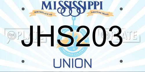 JHS203 Mississippi License Plate