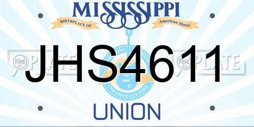 JHS4611 Mississippi License Plate