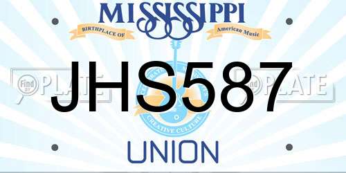 JHS587 Mississippi License Plate
