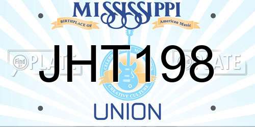 JHT198 Mississippi License Plate