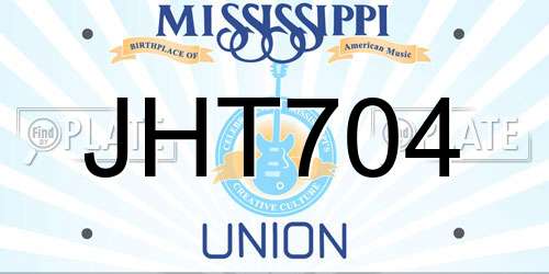 JHT704 Mississippi License Plate