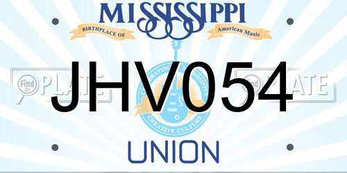 JHV054 Mississippi License Plate