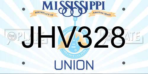 JHV328 Mississippi License Plate