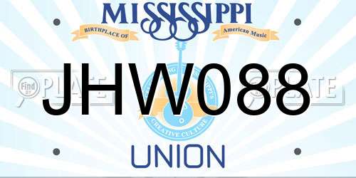 JHW088 Mississippi License Plate