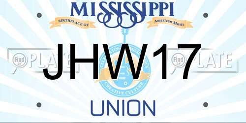 JHW17 Mississippi License Plate