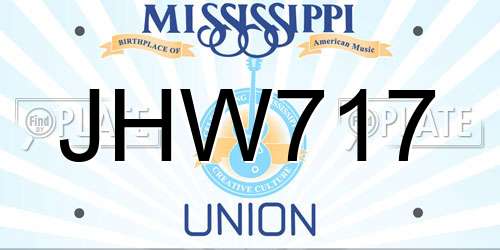 JHW717 Mississippi License Plate