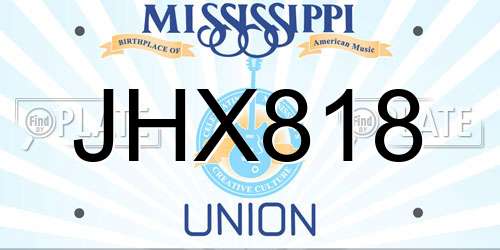 JHX818 Mississippi License Plate