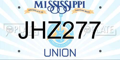 JHZ277 Mississippi License Plate
