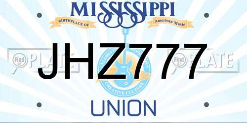 JHZ777 Mississippi License Plate