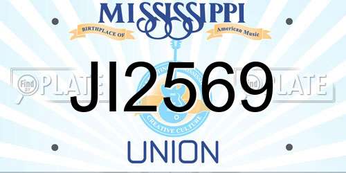 JI2569 Mississippi License Plate