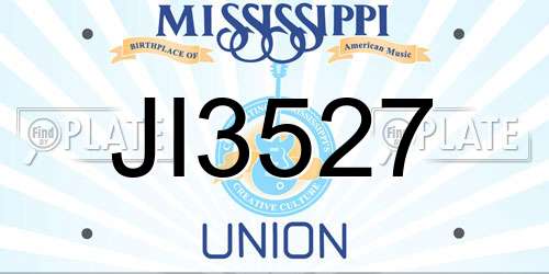 JI3527 Mississippi License Plate