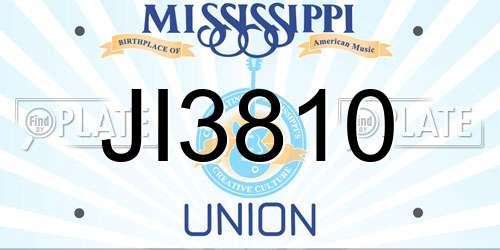 JI3810 Mississippi License Plate