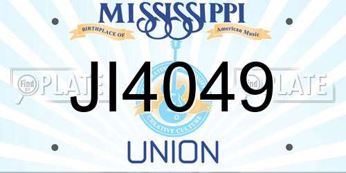 JI4049 Mississippi License Plate