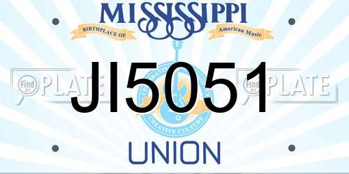 JI5051 Mississippi License Plate
