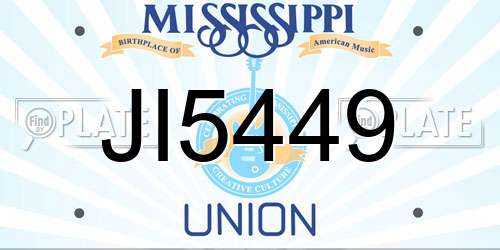 JI5449 Mississippi License Plate