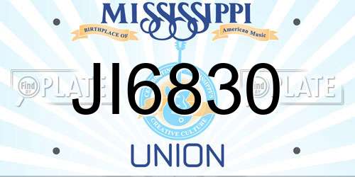 JI6830 Mississippi License Plate
