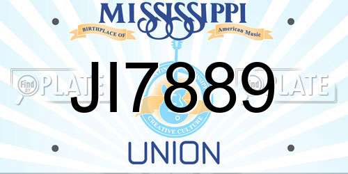 JI7889 Mississippi License Plate