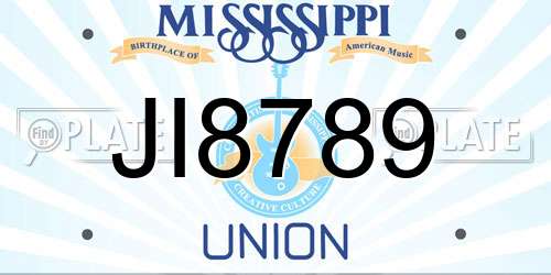 JI8789 Mississippi License Plate