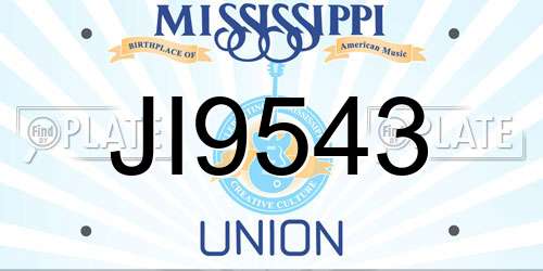 JI9543 Mississippi License Plate
