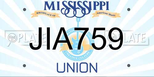 JIA759 Mississippi License Plate