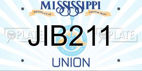 JIB211 Mississippi License Plate